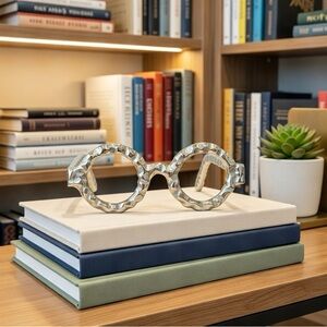 Abstract aluminum glasses art decor desk art paperweight accent sculpture